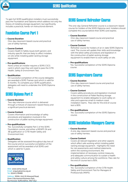SEIRS Leaflet 2024 thumbnail SEIRS Training Courses Leaflet